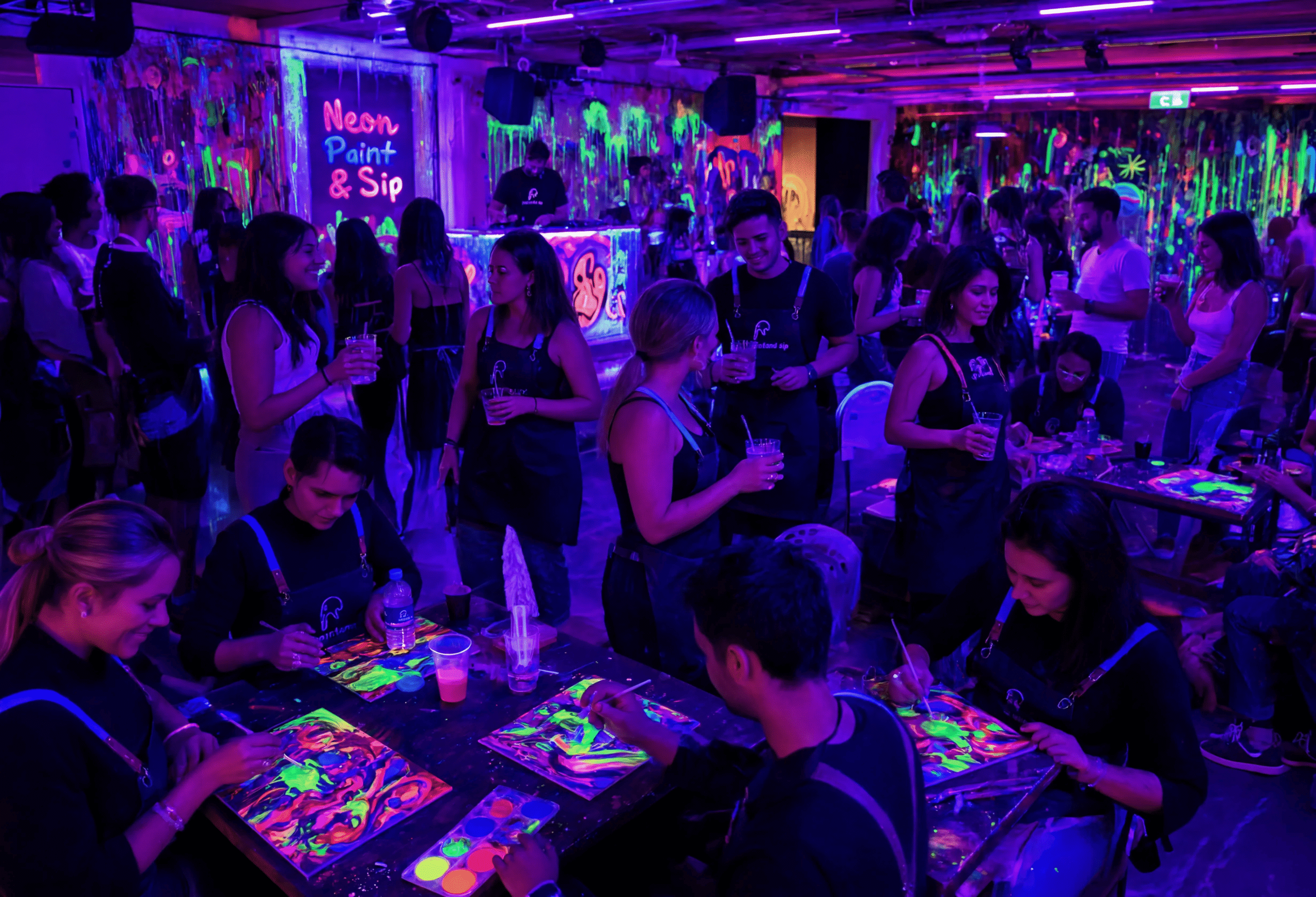 A private group event at the Cozy Art Land studio in Long Island City