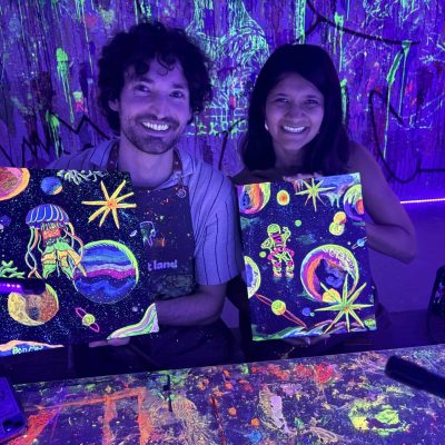 Fun paint party group photo at Cozy Art Land NYC